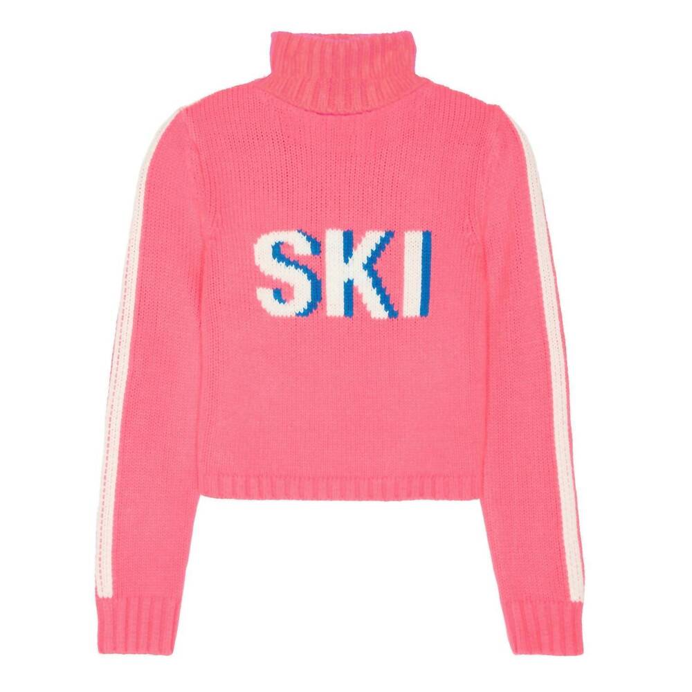 NEW ELLSWORTH + IVEY women's cropped ski turtleneck sweater in pink lady